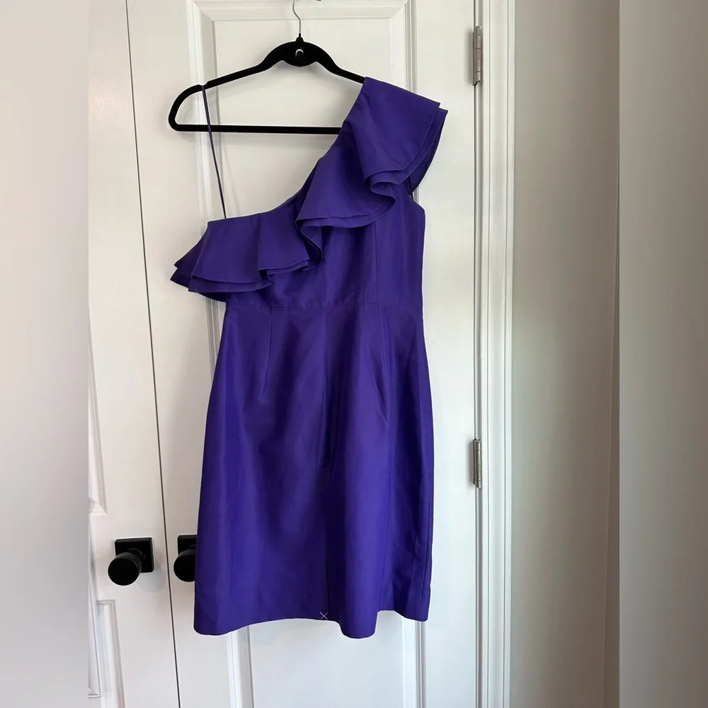 J. Crew Women’s Ruffle One Shoulder Dress Purple NWT Size 8